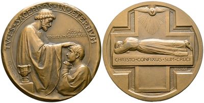 Religiose. Medaglia Religiosa Opus Becker 1921-1971. "tu Es Sacerdos in Aeternum". Ae 60mm. 103gr...