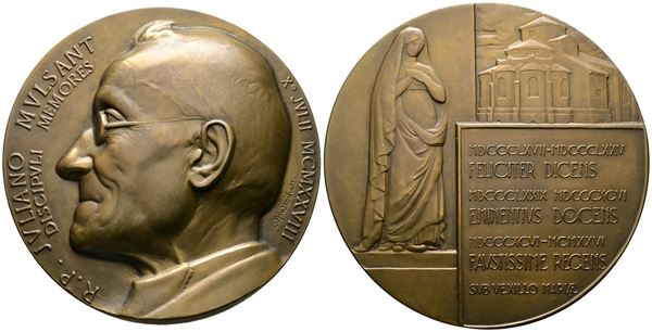 PERSONAGGI. Medaglia R.P. Juliano Mulsant 1928  Opus: Rochette. AE.80mm. 283gr.