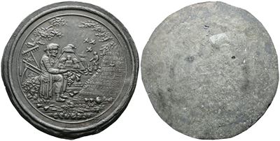 Area Francese. Placca Uniface con Allegoria Bucolica. Pb. 88mm