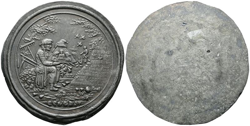 Area Francese. Placca Uniface con Allegoria Bucolica. Pb. 88mm