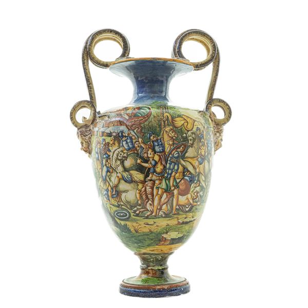 Vaso ad anfora in ceramica policroma  - Asta Smart Auction: arredi, dipinti, sculture, argenti e altro a prezzi vantaggiosi - Bertolami Fine Art - Casa d'Aste