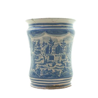 Vaso da Farmacia, Albarello in Ceramica Bianca e Blu