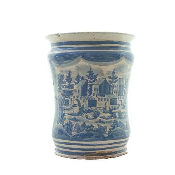 Pharmacy vase (white and blue ceramic albarello)