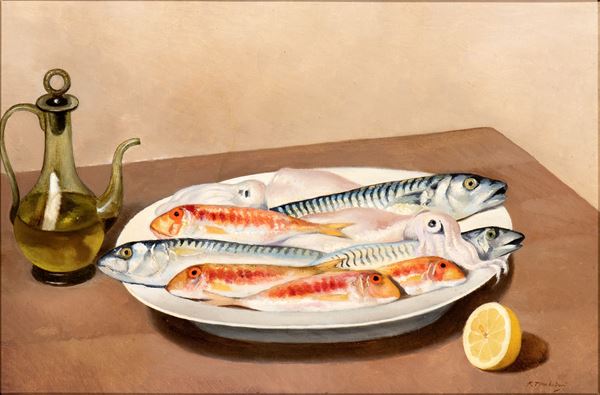 FRANCESCO TROMBADORI - Still life with fishes 