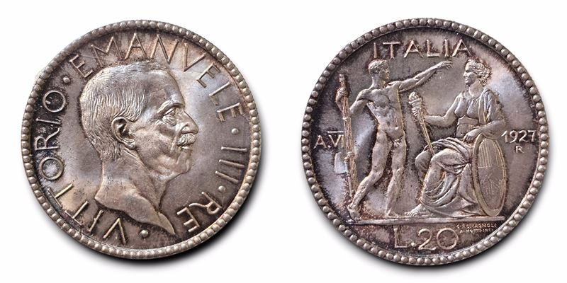 Regno D'italia. Vittorio Emanuele III (1900-1945). 20 Lire 'littore' 1927 - Anno Vi. Ag