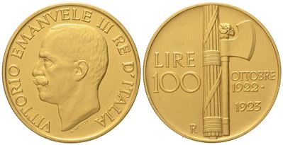 Regno D'italia. Vittorio Emanuele III (1900 - 1943). 100 Lire 1923 'fascio'. Au (32,21 G; 34,9 MM...