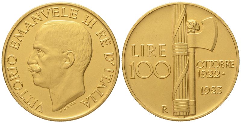 Regno D'italia. Vittorio Emanuele III (1900 - 1943). 100 Lire 1923 'fascio'. Au (32,21 G; 34,9 MM...