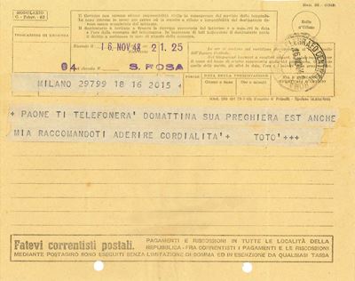 Totò , Riva Mario (roma, 26 Gennaio 1913 – Verona, 1º Settembre 1960)
