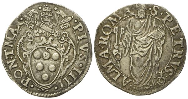 STATO PONTIFICIO. Roma. Pio IV (1559 - 1565). Giulio. Ag (2,9 g; 27,3 mm)  - Auction Modern Coins - Bertolami Fine Art - Casa d'Aste