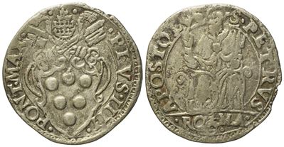 Stato Pontificio. Roma. Pio IV (1559 - 1565). Testone. Ag (7,51 G; 29,1 MM)