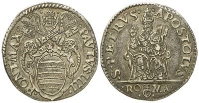 Stato Pontificio. Roma. Paolo IV (1555 - 1559). Testone. Ag (9,47 G; 28,9 MM)