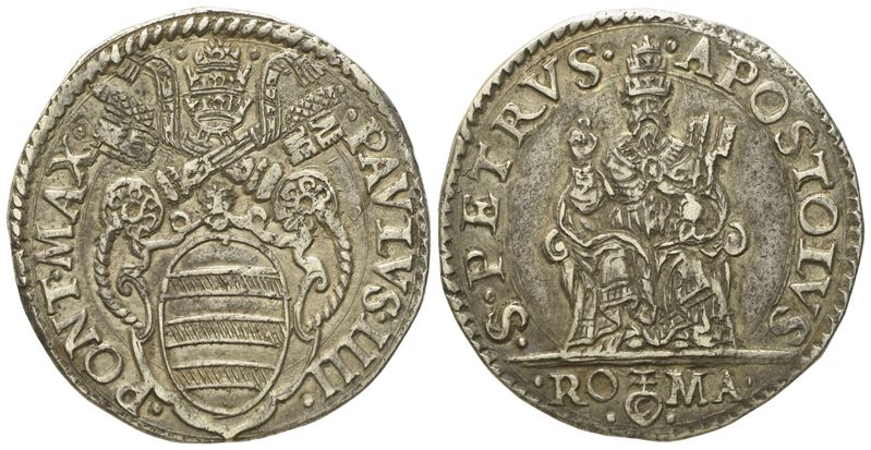 Stato Pontificio. Roma. Paolo IV (1555 - 1559). Testone. Ag (9,47 G; 28,9 MM)