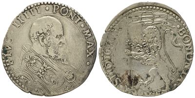 Stato Pontificio. Bologna. Pio V (1566-1572). Mezza Lira. Ag (4,74 G; 30 MM)
