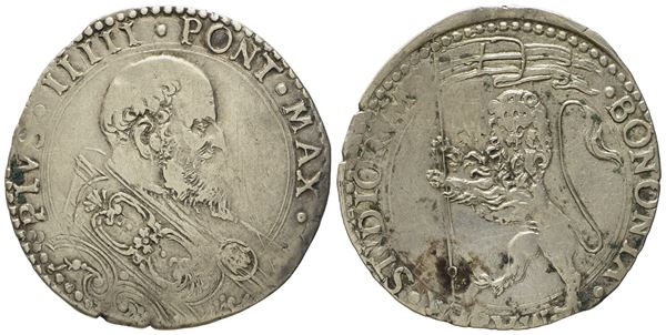 STATO PONTIFICIO. Bologna. Pio V (1566-1572). Mezza lira. Ag (4,74 G; 30 mm)  - Asta Monete e medaglie medievali e moderne italiane ed estere - Bertolami Fine Art - Casa d'Aste