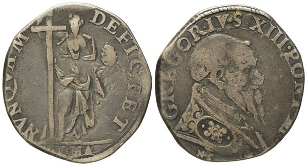 STATO PONTIFICIO. Roma. Gregorio XIII (1572 - 1585). Testone. Ag (9,32 g; 29,4 mm)  - Asta Monete e medaglie medievali e moderne italiane ed estere - Bertolami Fine Art - Casa d'Aste