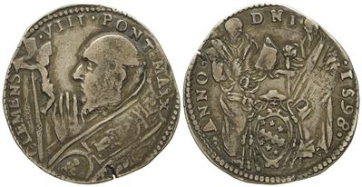 Stato Pontificio. Roma. Clemente VIII (1592 - 1605). Testone 1598. Ag (9,45 G; 31,8 MM)