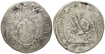 Stato Pontificio. Roma. Clemente VIII (1592 - 1605). Testone. Ag (9,33 G; 32,4 MM)