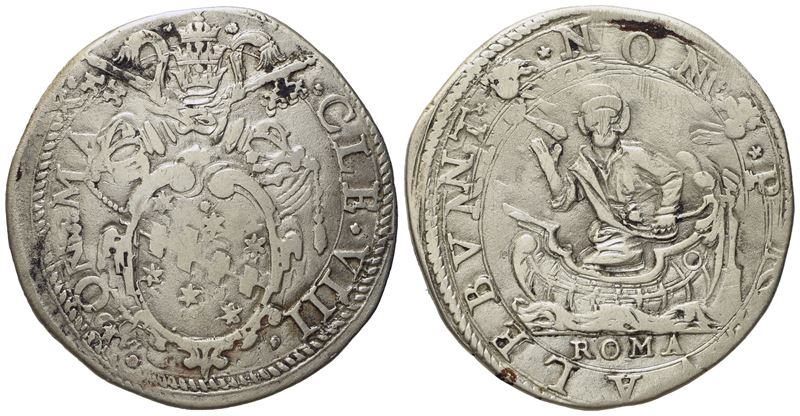 Stato Pontificio. Roma. Clemente VIII (1592 - 1605). Testone. Ag (9,33 G; 32,4 MM)