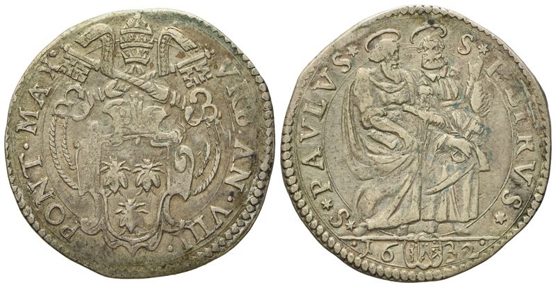 Stato Pontificio. Roma. Urbano VIII (1623 - 1644). Giulio 1632. Ag (3,04 G; 25,6 MM)