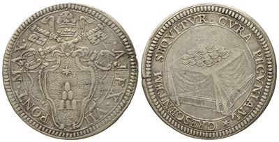 Stato Pontificio. Roma. Alessandro VII (1655 - 1667). Giulio "tavolo con Cumulo di Monete". Ag (3...