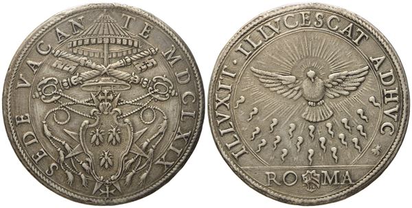 STATO PONTIFICIO. Roma. Sede Vacante (1669 - 1670). Piastra 1669. Ag (31,58 g; 43,6 mm)