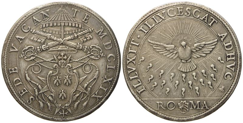 Stato Pontificio. Roma. Sede Vacante (1669 - 1670). Piastra 1669. Ag (31,58 G; 43,6 MM)