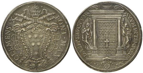 STATO PONTIFICIO. Roma. Clemente X (1670 - 1676). Piastra 1675 "Giubileo, chiusura porta santa". Ag (31,69 g; 43,9 mm)  - Auction Modern Coins - Bertolami Fine Art - Casa d'Aste