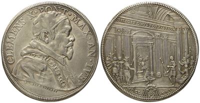 Stato Pontificio. Roma. Clemente X (1670 - 1676). Piastra 1675 "giubileo". Ag (31,68 G; 43,9 MM)