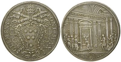 Stato Pontificio. Roma. Clemente X (1670 - 1676). Piastra 1675 "giubileo". Ag (31,79 G; 44,1 MM)