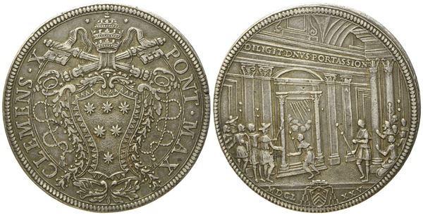 STATO PONTIFICIO. Roma. Clemente X (1670 - 1676). Piastra 1675 "Giubileo". Ag (31,79 g; 44,1 mm)