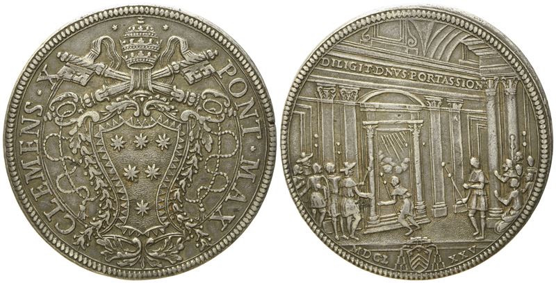 Stato Pontificio. Roma. Clemente X (1670 - 1676). Piastra 1675 "giubileo". Ag (31,79 G; 44,1 MM)