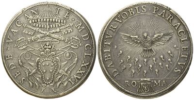 Stato Pontificio. Roma. Sede Vacante 1676. Piastra. Ag (31,42 G; 43,9 MM)