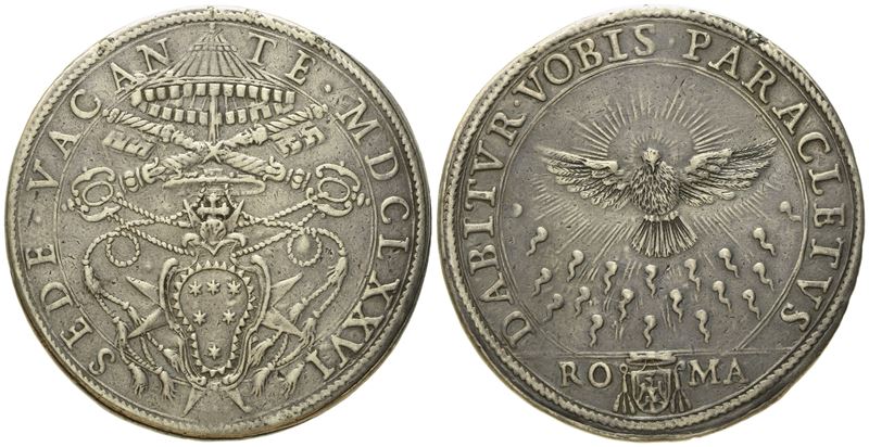 Stato Pontificio. Roma. Sede Vacante 1676. Piastra. Ag (31,42 G; 43,9 MM)
