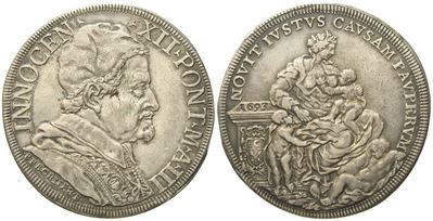 Stato Pontificio. Roma. Innocenzo XII (1691 - 1700). Piastra 1693 "allegoria della Carità". Ag (3...