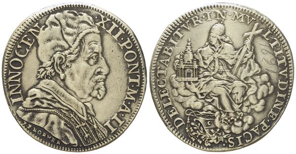 STATO PONTIFICIO. Roma. Innocenzo XII (1691 - 1700). Mezza piastra, anno II "Religione seduta sulle nubi". Ag (15,82 g; 36;7 mm)  - Auction Modern Coins - Bertolami Fine Art - Casa d'Aste