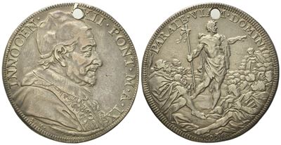 Stato Pontificio. Roma. Innocenzo XII (1691 - 1700). Mezza Piastra 1699 "san Giovanni Battista". ...