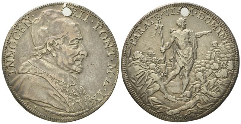 Stato Pontificio. Roma. Innocenzo XII (1691 - 1700). Mezza Piastra 1699 "san Giovanni Battista". ...