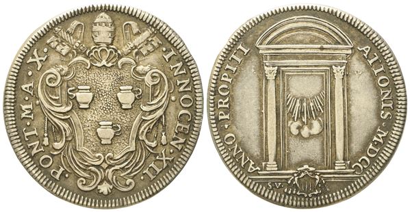 STATO PONTIFICIO. Roma. Innocenzo XII (1691 - 1700). Testone 1700 "Giubileo, porta santa". Ag (9,1 g; 32,2 mm)  - Auction Modern Coins - Bertolami Fine Art - Casa d'Aste