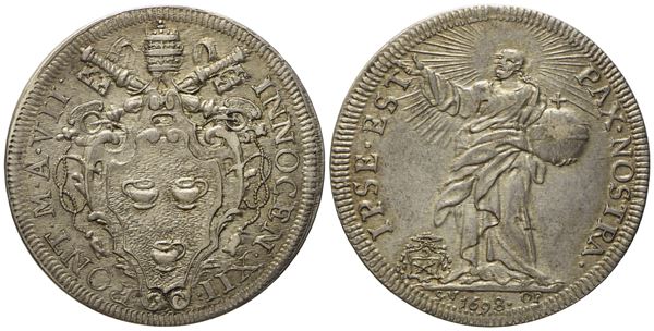 STATO PONTIFICIO. Roma. Innocenzo XII (1691 - 1700). Testone 1698 "Cristo Redentore". Ag (9,1 g; 32,7 mm)  - Auction Modern Coins - Bertolami Fine Art - Casa d'Aste