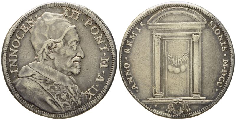Stato Pontificio. Roma. Innocenzo XII (1691 - 1700). Mezza Piastra 1700 "giubileo, Porta Santa". ...