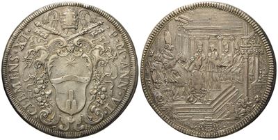 Stato Pontificio. Roma. Clemente XI (1700 - 1721). Piastra Anno Vi. Ag (31,8 G; 46,4 MM)