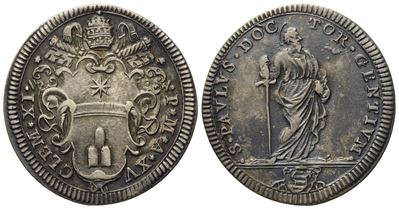 Stato Pontificio. Roma. Clemente XI (1700 - 1721). Giulio, Anno XV "san Paolo". Ag (3,04 G; 26 MM...