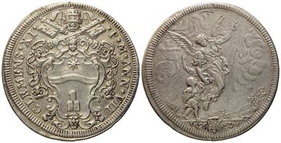 Stato Pontificio. Roma. Clemente XI (1700 - 1721). Mezza Piastra, Anno VII "tobia e L'angelo". Ag...