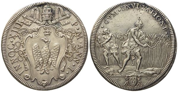 STATO PONTIFICIO. Roma. Innocenzo XIII (1721 - 1724). Mezza piastra, anno I "Mietitura". Ag (15,89 g; 37,5 mm)  - Auction Modern Coins - Bertolami Fine Art - Casa d'Aste