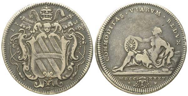 STATO PONTIFICIO. Roma. Clemente XII (1730 - 1740). Testone 1736. Ag (8,22 g; 31,2 mm)  - Asta Monete e medaglie medievali e moderne italiane ed estere - Bertolami Fine Art - Casa d'Aste