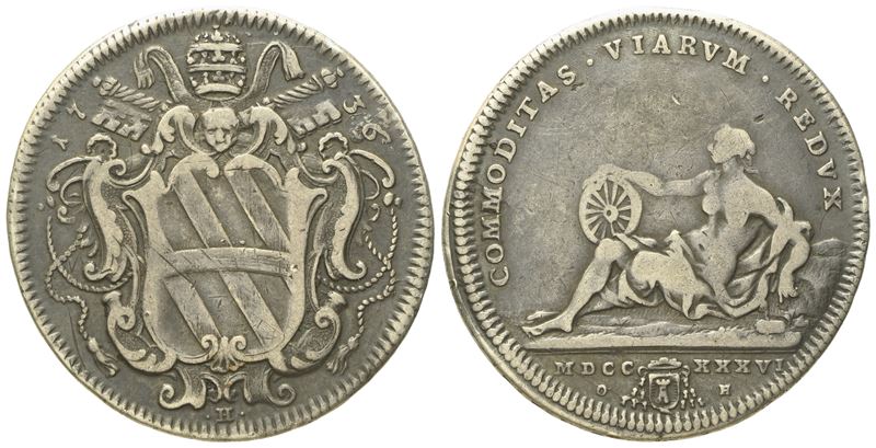 Stato Pontificio. Roma. Clemente XII (1730 - 1740). Testone 1736. Ag (8,22 G; 31,2 MM)