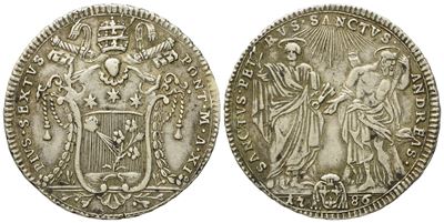 Stato Pontificio. Roma. Pio Vi (1775 - 1799). Testone 1786. Ag (7,89 G; 30,5 MM)