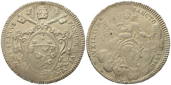 STATO PONTIFICIO. Roma. Pio VI (1775 - 1799). Scudo 1780. Ag (26,38 g; 41,4 mm)  - Auction Modern Coins - Bertolami Fine Art - Casa d'Aste