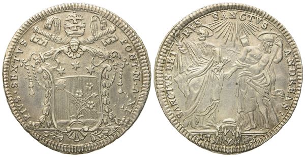 STATO PONTIFICIO. Roma. Pio VI (1775 - 1799). Testone 1785. Ag (7,86 g; 30,6 mm)  - Auction Modern Coins - Bertolami Fine Art - Casa d'Aste