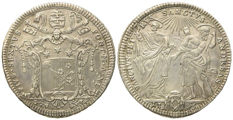 Stato Pontificio. Roma. Pio Vi (1775 - 1799). Testone 1785. Ag (7,86 G; 30,6 MM)